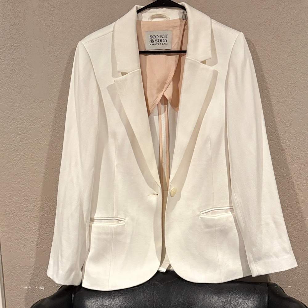 Scotch & Soda Women's White Single-Button Blazer